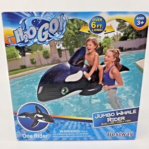 Bestway H2OGO! Jumbo Orca Whale‎ Inflatable Ride-On Water Pool Toy Over 6ft Long